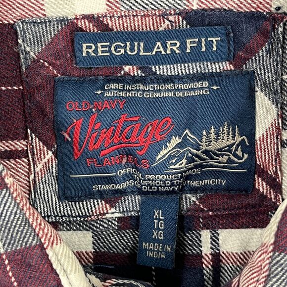OLD NAVY SHIRT MENS XL FLANNEL VINTAGE RETRO LONG-SLEEVE BUTTON-FRONT EASY-CARE - Picture 7 of 13